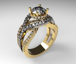 model 156 ring jewelry 3d jewellry jewellery printable gold silver diamond gem stone round brilliant precious fashion beauty rings 3d print model - Mito3D