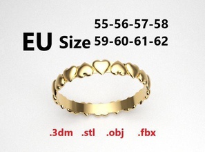 modelo 157 côncavo anel coração ue tamanho jóias ouro de prata printable jóia da forma novo o engajamento a moda humano branco sterling casamento beleza valentine anéis 3d print model - Mito3D