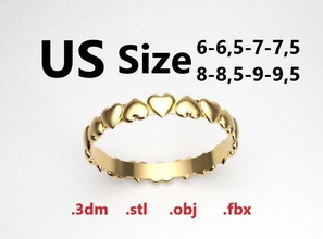 Modell 158 aufgetischt heart ring us-Größe Schmuck gold Silber bedruckbar ist Juwel gold-ring Mode-ring Mode-Schönheit Herz Liebe sterling neue Mode uns valentine genial vintag Ringe 3d print model - Mito3D