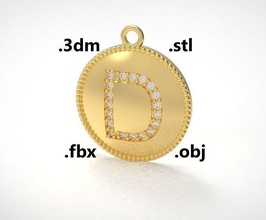modello 169 alfabeti collana lettera d camber gioiello gioielleria oro stampabile argento diamante gemma platino moda bellezza alfabeto sterlina font 3d print model - Mito3D