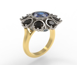 model 183 ring 3d jewelry jewellry printable gold silver diamond gem stone jewel jeweler brilliant precious fashion beauty engagement rings 3d print model - Mito3D
