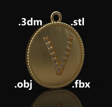 modelo 186 alfabetos colar carta v curvatura joalheria ouro prata imprimível anel diamante jóia jóias moda beleza alfabeto gema fonte tanoeiro colares 3d print model - Mito3D
