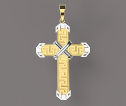 Modell cross 202 Kreuz 3d Schmuck bedruckbar ist gold Silber diamond gem Stein Kirche religion Gott - Anhänger 3d print model - Mito3D