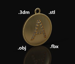 model 214 alphabets necklace letter a camber neckalce alphabet font language jewel jewellry silver cooper gold diamond gem printable fashion jewelry stone quality necklaces 3d print model - Mito3D
