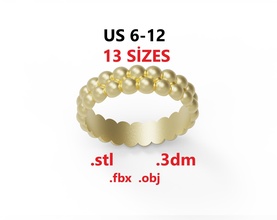 modèle 239 semi cercle Balle bague 2 us 13 tailles or bijoux argent imprimable bijou mariage mode beauté platine 3d print model - Mito3D
