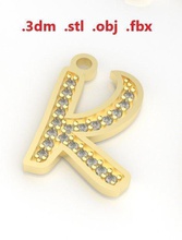 modelo 26 alfabetos colar a letra k estilo ninja ouro de prata diamante printable jóia jóias sterling gem tipo idioma topiary cooper carta alfabeto moda pedra colares 3d print model - Mito3D