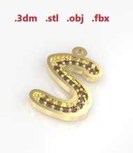 modelo 33 alfabetos colar carta s ninja estilo ouro prata diamante imprimível jóia jóias fonte branco esterlina topiaria língua tanoeiro alfabeto moda samurai joalheria colares 3d print model - Mito3D