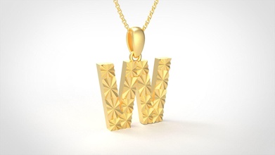 model 365 alphabets necklace letter w texture jewelry pritable diamond jewellery pendant fashion beauty gem siver jewel alphabet white font letterbox stamp necklaces 3d print model - Mito3D