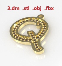 model 37 alfabe kolye mektup q ninja stil altın gümüş elmas yazdırılabilir mücevher yazı tipi dil cooper angagem taş samuray moda takı kolyeler 3d print model - Mito3D