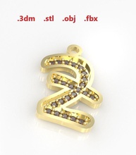 model 41 alphabets necklace letter z ninja style gold silver diamond printable jewel jewellery gem stone alphabet font language cooper samurai fashion jewelry necklaces 3d print model - Mito3D