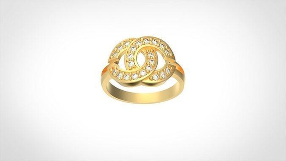 model 504 chanel logo ring 55 eu size jewel jewelry gold silver printable diamond jewellery gem brilliant fashion beauty sapphire engagement new diamant rings 3d print model - Mito3D