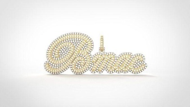 modello 508 cifra collana bmac diamante piatto pendente oro argento gemma stampabile brillante moda bellezza gioielleria sterlina iniziale ciondoli 3d print model - Mito3D