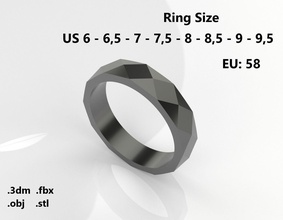 modelo 50 faceta anillo us joyería joya oro plata imprimible boda moda blanco libra esterlina platino belleza dedo calidad anillos 3d print model - Mito3D