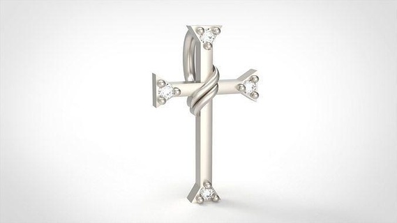 modelo 515 Cruz diamante pingente jóia prata imprimível jesu esterlina colar moda beleza impressão cristão religiou arte crucifixo ouro gema joalheria melhor pingentes 3d print model - Mito3D