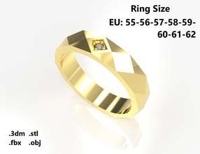 modell 51 facette diamant ring eu schmuck gold silber druckbar juwel hochzeit engagement mode brillant stein ringe 3d print model - Mito3D