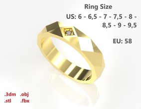 model 52 facet diamond ring us silver jewelry gold printable jewel jewellery wedding engagement gem sterling brilliant fashion engagem ready rings 3d print model - Mito3D
