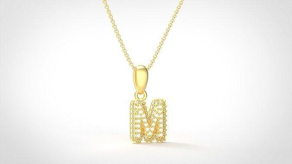 model 530 camber initial letter diamond pendant jewel jewelry gem gold pave alphabet printable silver fashion bright font jewellery sterling letterbox pendants 3d print model - Mito3D