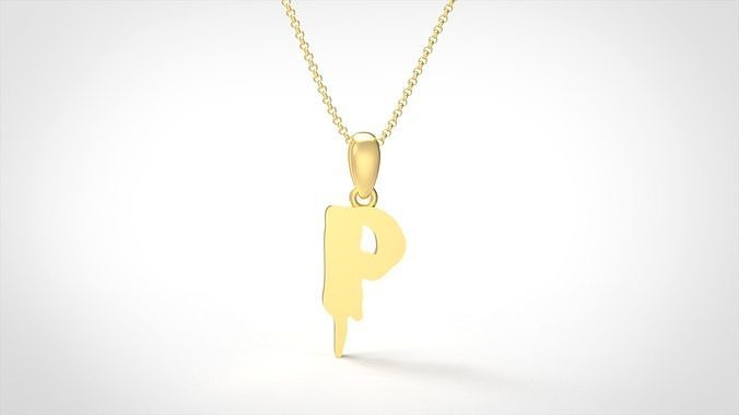 model 591 blood horror initial p letter diamond pendant jewel jewelry gold alphabet printable silver fashion bright font jewellery letterbox text typeset language 3D print model - Mito3D