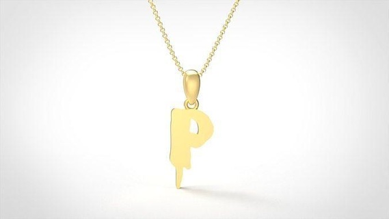 model 591 blood horror initial p letter diamond pendant jewel jewelry gold alphabet printable silver fashion bright font jewellery letterbox text typeset language 3d print model - Mito3D