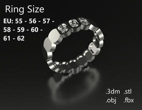modell 75 facette oval ring modern 3 diamant eu größe schmuck gold silber druckbar juwel hochzeit europa motiv mode bereit drucken ringe 3d print model - Mito3D