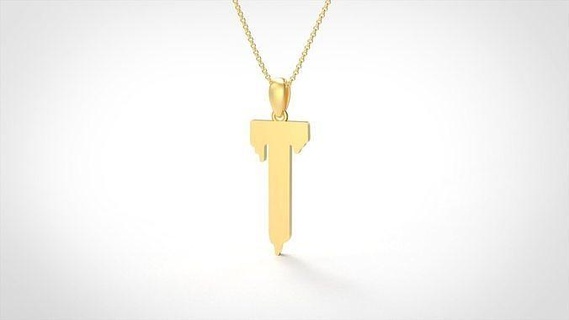 model 762 blood initial pendant jewel jewelry gold letter initial alphabet printable silver pendant fashion bright font jewellery letterbox text typeset new blood preciou pendants  3d print model - Mito3D
