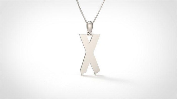 model 766 blood x initial pendant jewel jewelry gold letter initial alphabet printable silver pendant fashion bright font jewellery letterbox text typeset new blood preciou x pendants  3d print model - Mito3D