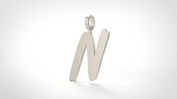 model 782 initial n letter pendant jewel jewelry gold alphabet printable silver fashion bright font jewellery letterbox text typeset new basic preciou pendants 3d print model - Mito3D