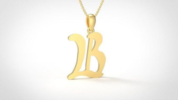 model 848 initial b letter pendant jewel jewelry gold alphabet printable silver fashion bright font jewellery letterbox text typeset new basic preciou pendants 3d print model - Mito3D