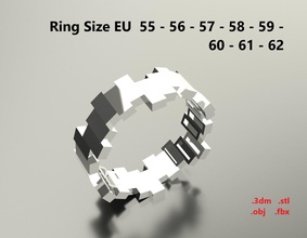 Modell 84 rechteckigen Facetten-ring moderne eu-Größe ring Schmuck gold Silber bedruckbar ist Juwel Hochzeit Mode-ring rechteckig Facette modern ue weiß Diamant-ring drapieren Mode neue sterling genial Ringe 3d print model - Mito3D