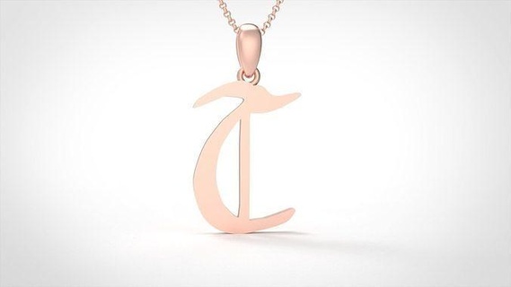 model 865 initial letter pendant jewel jewelry gold letter initial alphabet printable silver pendant fashion bright font jewellery letterbox text typeset new basic preciou pendants  3d print model - Mito3D