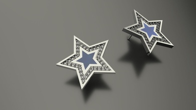 modèle 93 étoile diamant boucle d'oreille émail bijoux cadeau or argent imprimable bijou gemme blanc mode beauté engagement prêt saphir boucles d'oreilles 3d print model - Mito3D