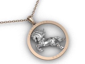 model column image horse circle jewelry pendants 3d print model - Mito3D