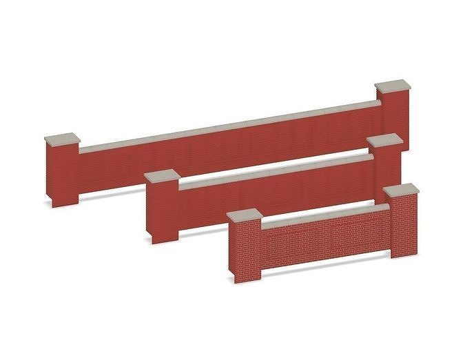 model railway - bridge parapet wall lengths railroad oo ho train brick transport pier hobby diy 3D print model - Mito3D