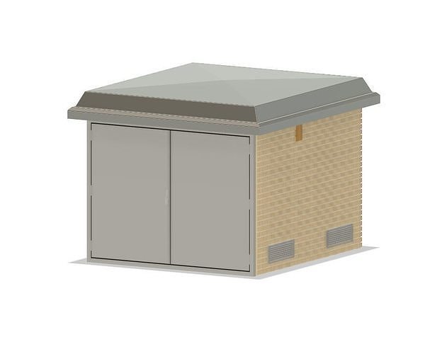 model railway - electricity substation building oo ho railroad train industrial commercial electric electrical brick power hobby diy 3D print model - Mito3D