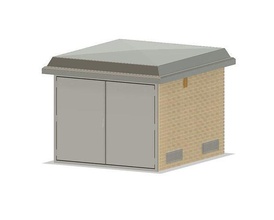 model railway - electricity substation building oo ho railroad train industrial commercial electric electrical brick power hobby diy 3d print model - Mito3D