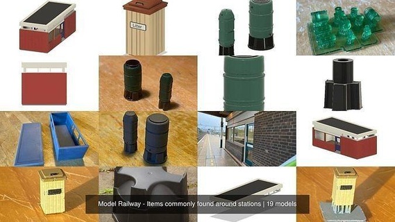 model railway - items commonly found around stations oo ho model railway model railway railroad station train scenery platform building hobby diy hobby diy train station railway station  3d print model - Mito3D