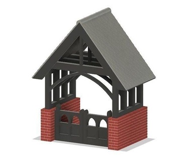 model railway church lych gate lychgate railroad scenery grave road building religion hobby diy 3d print model - Mito3D
