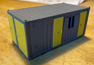 model railway portable office accommodation building oo accomodation ho container 20ft train cargo hobby diy 3d print model - Mito3D