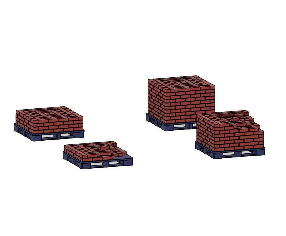 model railway railroad brick pallet stack oo ho train scenery building bricks site house hobby diy 3D print model - Mito3D