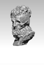 modern kunst büste statue kopf schädel knochen rom tot skelett anatomie körper tod cnc druckbar skulpturen 3d print model - Mito3D