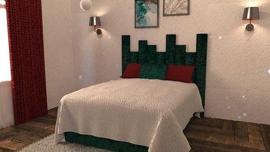 moderno dormitorio cama mueble mobiliario amortiguar dormir manta cabecera vestidor interior noche descanso cómoda estante soporte sobrecama cajón sofá habitación casa 3d print model - Mito3D