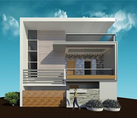 moderno construção projeto exterior rendido imagens vista lateral elevação casa 3d print model - Mito3D