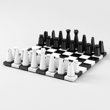 moderno scifi scacchi pezzi tavola parti gioco cavaliere cavallo re regina stampa stampabile pedone torre vescovo cono giochi giocattoli 3d print model - Mito3D