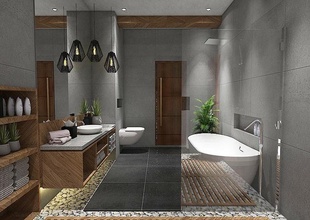 modern zeitgenössisch badezimmer modell sketchup vray 2 bereit badewanne luxus möbel zimmer dusche wohn platz haus 3d print model - Mito3D