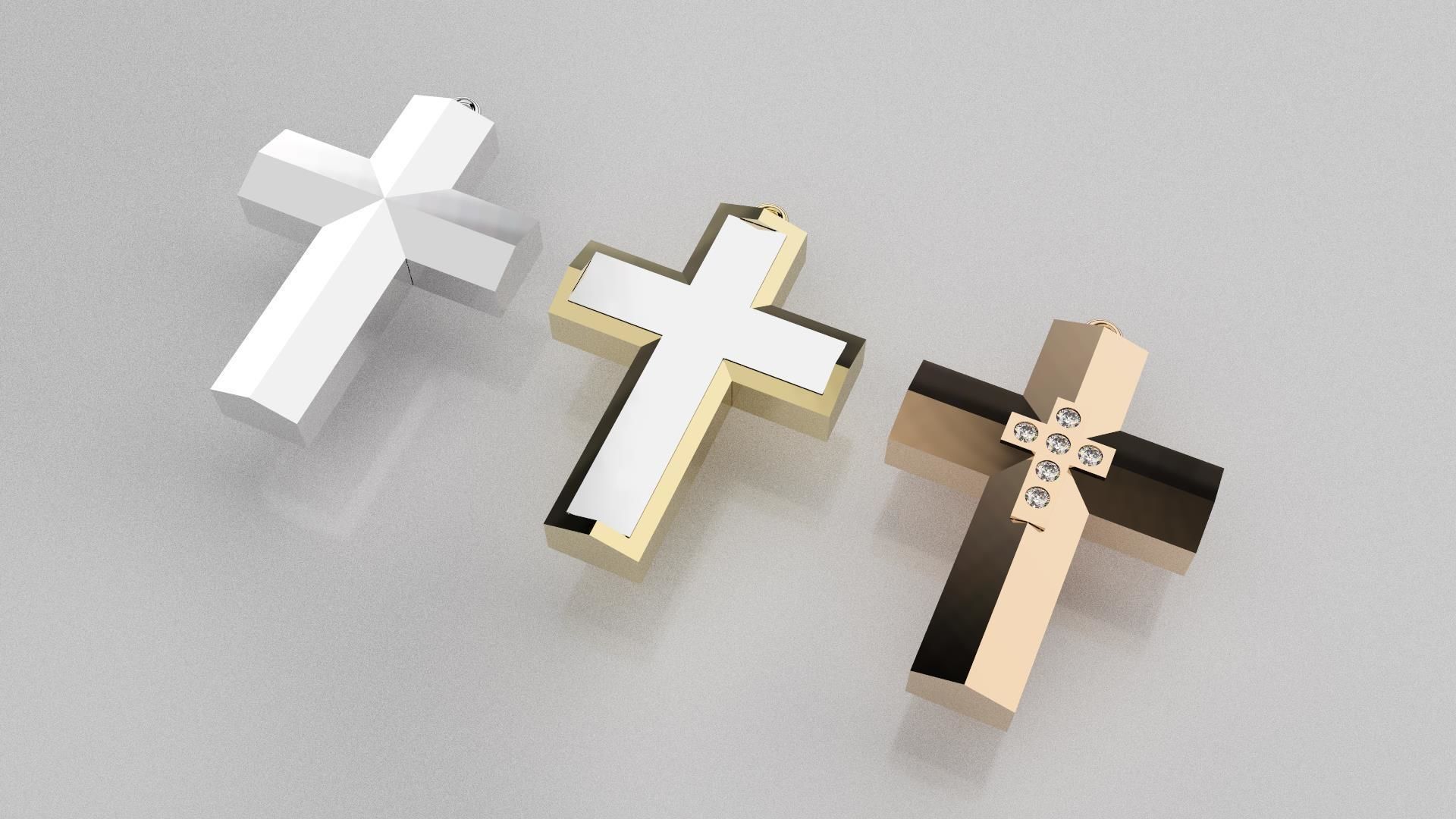 modern cross jewelry jewel christ gold pendant printable jewellery religiou object jesu gem silver pendants 3D print model - Mito3D
