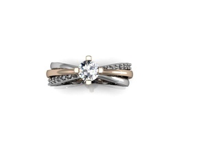 moderne Diamant-zwei Teile-ring Schmuck onestone diamond Juwel ring engagement Platin kostbar gold Hochzeit Mode Silber genial modern Ringe Diamant-ring 3d print model - Mito3D