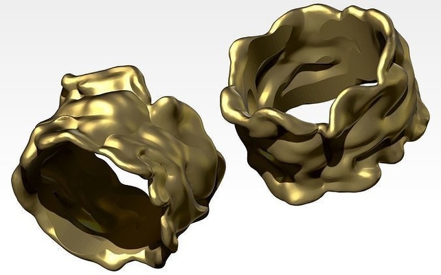 modern mode zerknittert frau ring italienisch gold silber einzigartig hochzeit band benutzerdefiniert fein schmuck juwel druckbar papier cnc wachs ringe 3d print model - Mito3D