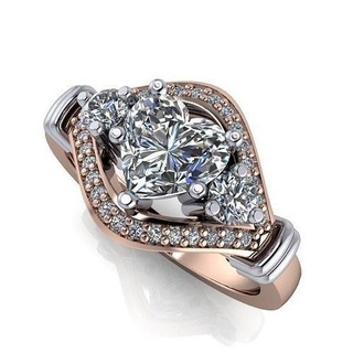 moderno Moda aureola corazón conformado diamante nupcial anillo diamantes canino compromiso joyería moda corazon clusterring racimo oro lujo precioso joya brillante platino anillos 3d print model - Mito3D