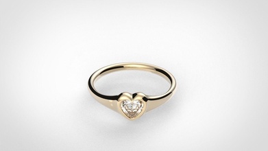 moderno corazón bisel anillo imprimible 3d modelo joyería joya oro 3dprint corazon anillos 3d print model - Mito3D