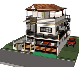 moderno casa costruzione esterno edificio architettura tetto 3d print model - Mito3D